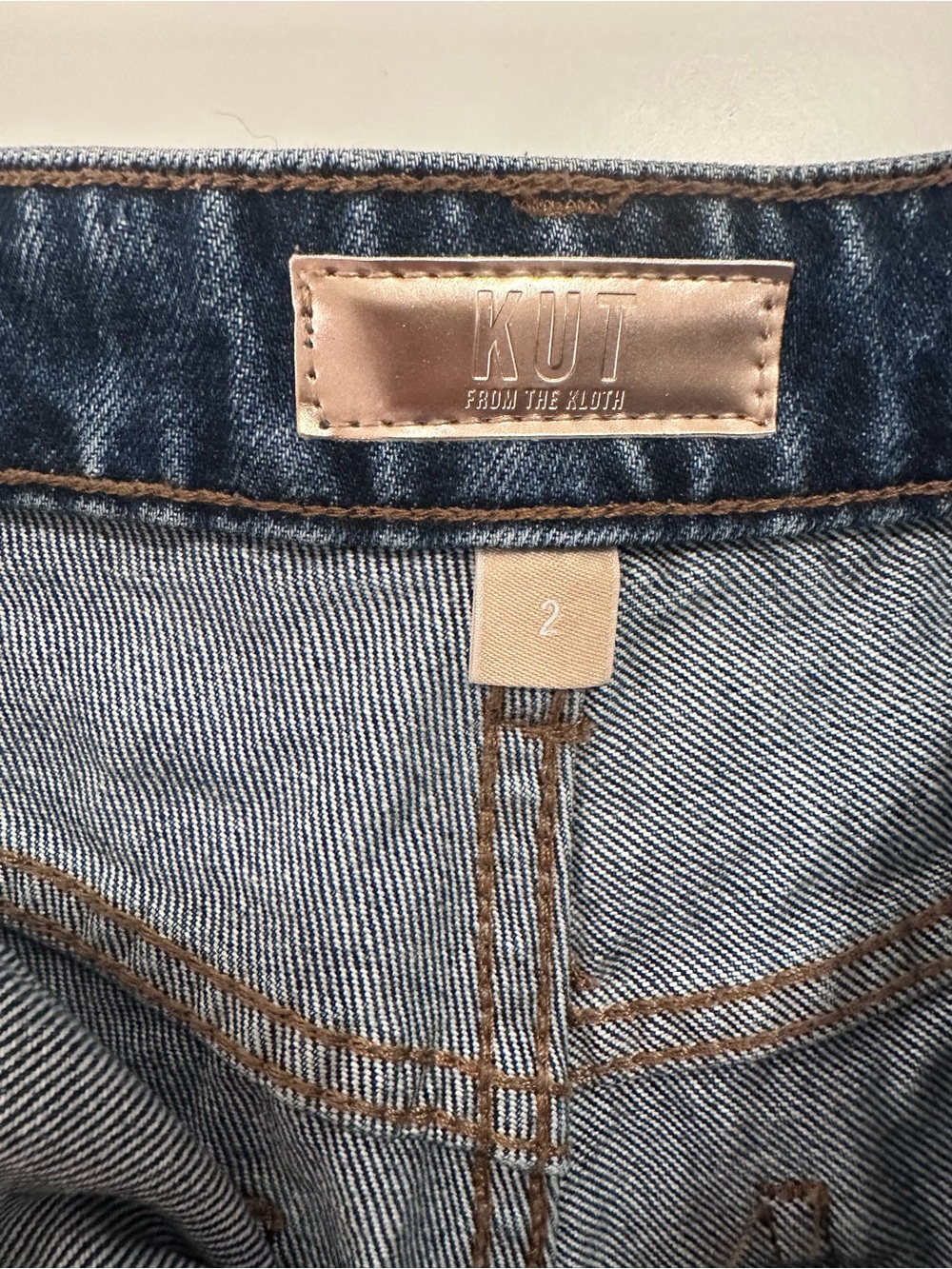 Kut from the Kloth Distressed Dark Blue long Denim Shorts - Picture 4 of 4